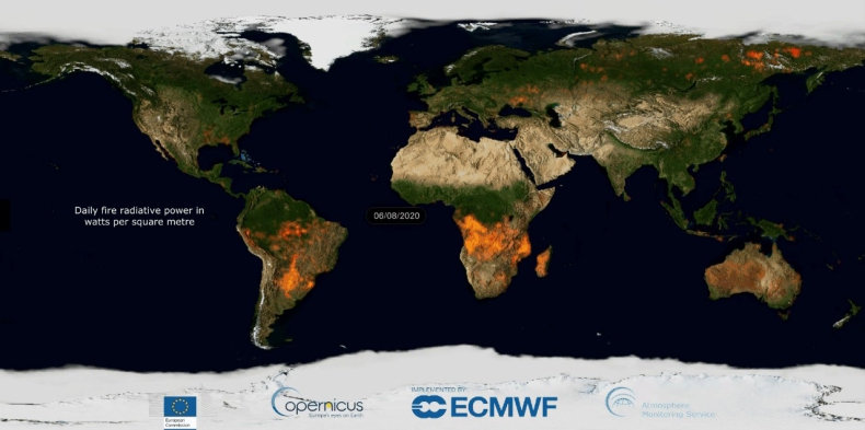 Copernicus: Gorące punkty pożarów osiągnęły nowy poziom w 2020 r., ale globalna emisja pożarów spada - ZielonaGospodarka.pl